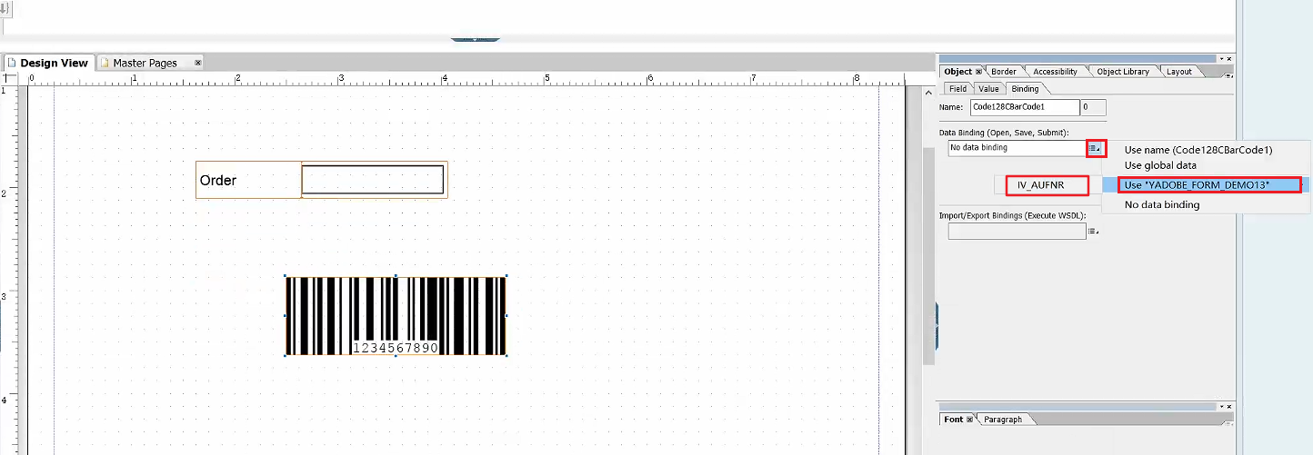 9.Adobe Form_条形码数据绑定